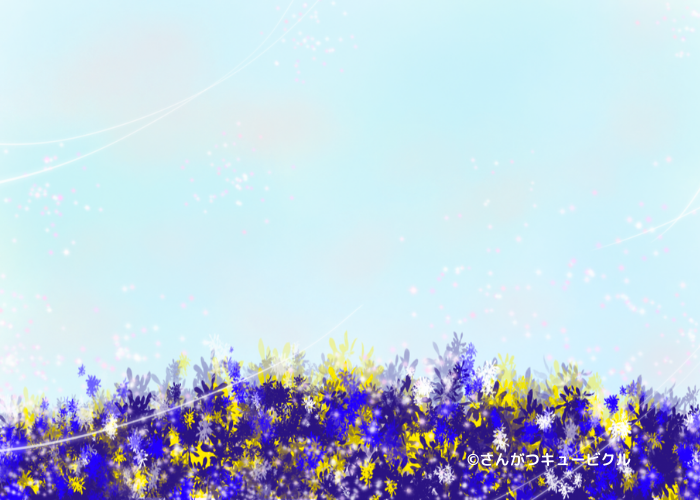花とミツバチとぽわん